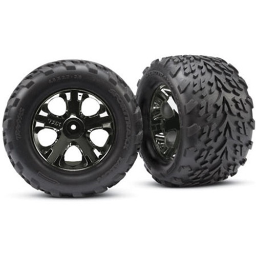 Traxxas Front All-Star Black Chrome Wheels w/Talon Tires: Stampede VXL Traxxas Front All-Star Black Chrome Wheels w/Talon Tires: Stampede VXL