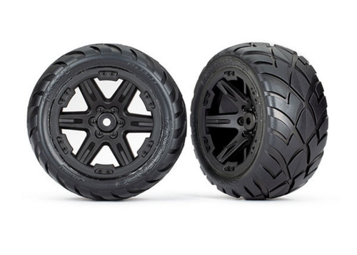 These are the Traxxas Rustler 2.8" Anaconda Wheels, Assembled, RXT Black (2WD Electric Rear) (2) These are the Traxxas Rustler 2.8" Anaconda Wheels, Assembled, RXT Black (2WD Electric Rear) (2)