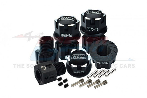 GPM (Black) Aluminum 7075-T6 Hex Adapters (+6.5mm) And Wheel Lock (20pc Set)
