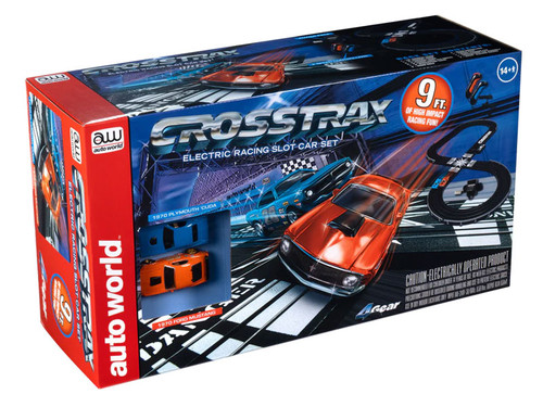 Auto World CrossTrax Road Course 9' HO Slot Car Set Auto World CrossTrax Road Course 9' HO Slot Car Set