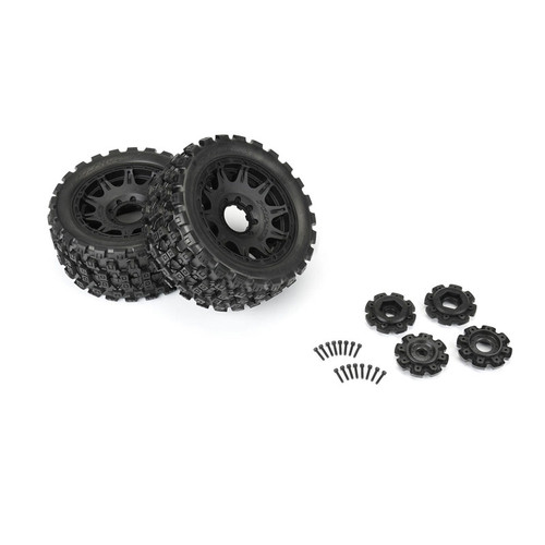 Pro-Line (Black) 1/6 Badlands MX57 Front/Rear 5.7” Tires Mounted on Raid 8x48 Removable 24mm Hex Wheels (2) Pro-Line (Black) 1/6 Badlands MX57 Front/Rear 5.7” Tires Mounted on Raid 8x48 Removable 24mm Hex Wheels (2)