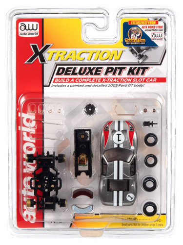 Auto World X-Traction Deluxe Pit Kit (w/2005 Ford GT Silver #1 Body) HO Slot Car