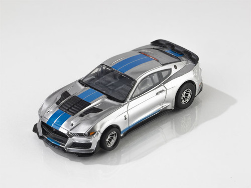 AFX 2022 Shelby Mustang GT500KR Silver/Blue Mega G+ HO Slot Car AFX 2022 Shelby Mustang GT500KR Silver/Blue Mega G+ HO Slot Car