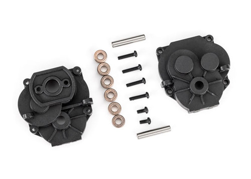 Traxxas Front & Rear Gearbox Housing 2x4mm BCS (with threadlock) (2)/ 2x8mm BCS (4)/ 3x6x2.5mm bushings, self-lubricating (6)/ 3x16mm pins (2) Traxxas Front & Rear Gearbox Housing 2x4mm BCS (with threadlock) (2)/ 2x8mm BCS (4)/ 3x6x2.5mm bushings, self-lubricating (6)/ 3x16mm pins (2)