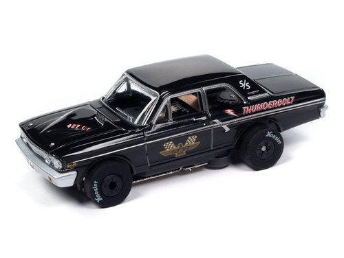 Auto World 1964 Ford Thunderbolt (Gloss Black w/427 Graphics) Thunderjet HO Slot Car