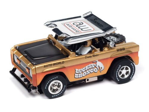 Auto World 1972 Ford Baja Bronco (Gold w/ Orange Race Graphics) X-Traction HO Slot Car