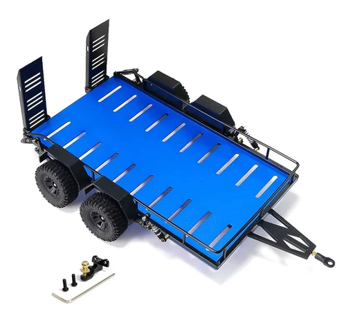 Integy Blue Alloy Flatbed Independent Suspension Car Trailer Kit (395x250x140mm) for 1/18 Scale
