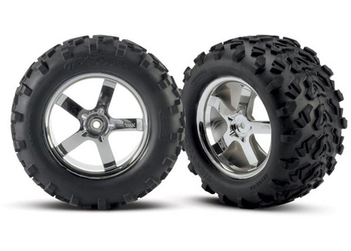 Traxxas Tires on 3.8" Hurricane Chrome Wheels: T-Maxx, Revo Traxxas Tires on 3.8" Hurricane Chrome Wheels: T-Maxx, Revo