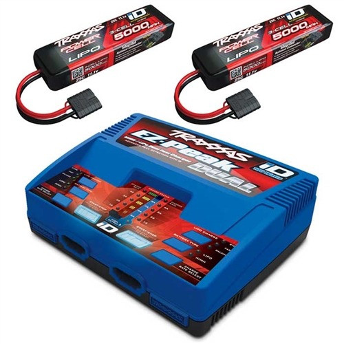 Traxxas EZ-Peak DUAL LiPo Charger & 2x 7600mAh 7.4V Batts E-MAXX