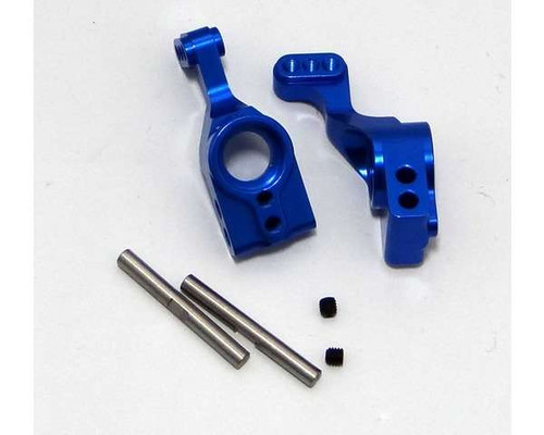 Hot Racing Blue Aluminum Stub Axle Carriers with Multi-Camber Link Mount for 2WD Slash, Rustler