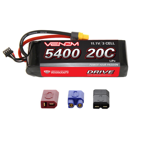 Venom DRIVE 20C 3S 5400mAh 11.1V LiPo w/UNI 2.0 Plug Venom DRIVE 20C 3S 5400mAh 11.1V LiPo w/UNI 2.0 Plug