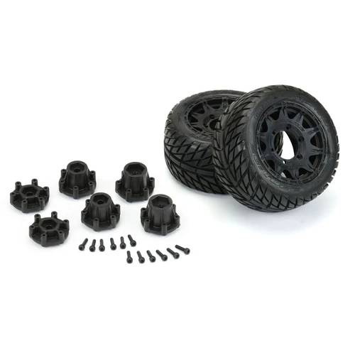 Pro-Line Street Fighter LP Low Profile 2.8 Tires on Raid Black 6x30 Fr/Rr Wheels (2)