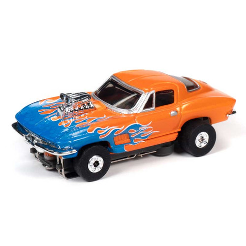 Auto World Thunderjet Flames R29 1967 Chevrolet Corvette with Blower HO Slot Car (SC353)