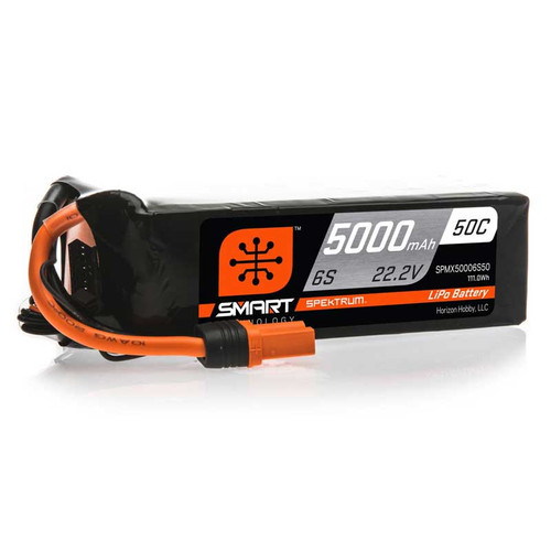 Spektrum 5000mAh 6S 22.2V 50C Smart LiPo Battery w/IC5 Plug (SPMX50006S50)