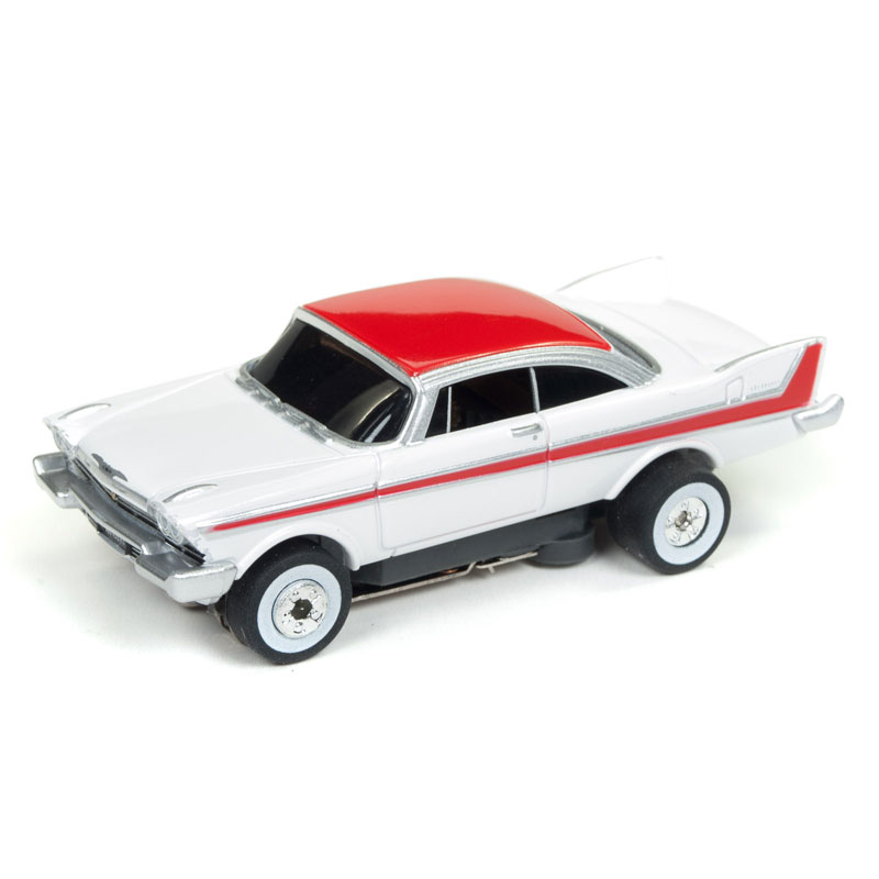 メル　サンダーヘッド2体 Auto World 1958 Plymouth Belvedere White/Red Thunderjet HO Slot