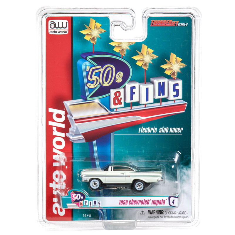 Auto World 1959 Chevy Impala White/Green Thunderjet HO Slot Car