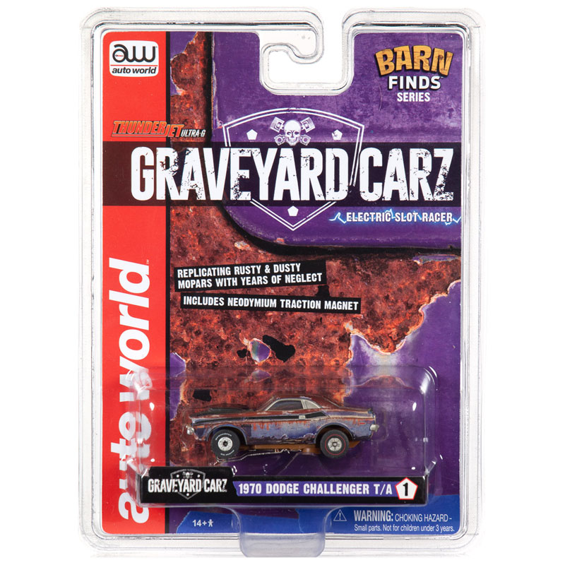 Auto World 1970 Dodge Challenger T/A Graveyard Carz Theme Thunderjet HO Slot Car (SC345-1)