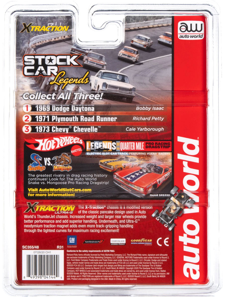 Auto World 1971 Plymouth Road Runner Richard Petty Stock Car Legends Xtraction HO Slot Car (SC355-2)