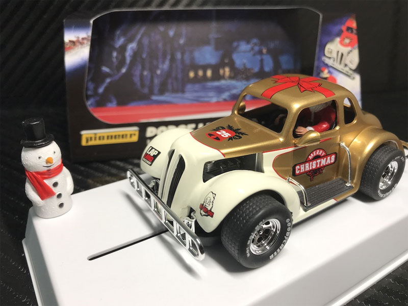 Pioneer Santa Legends Racer - 1937 Dodge Coupe - Gold/White 1/32 Slot Car