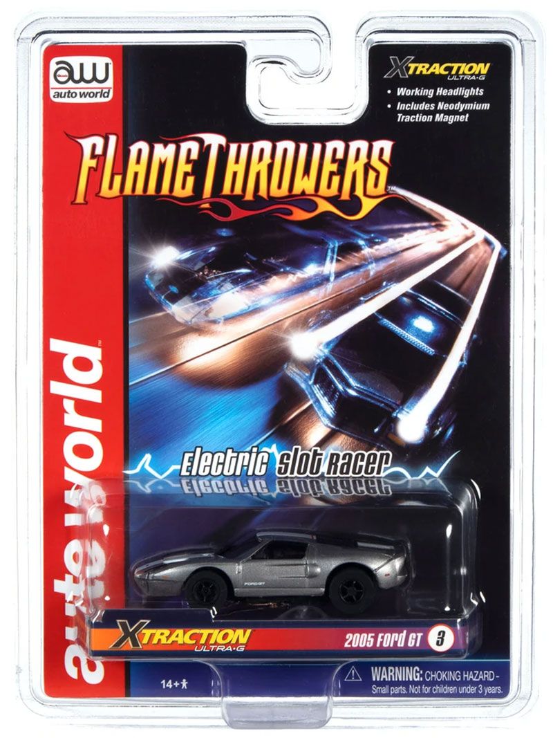 Auto World 2005 Ford GT 40 (Silver) Xtraction Flamethrowers R33 HO Slot Car
