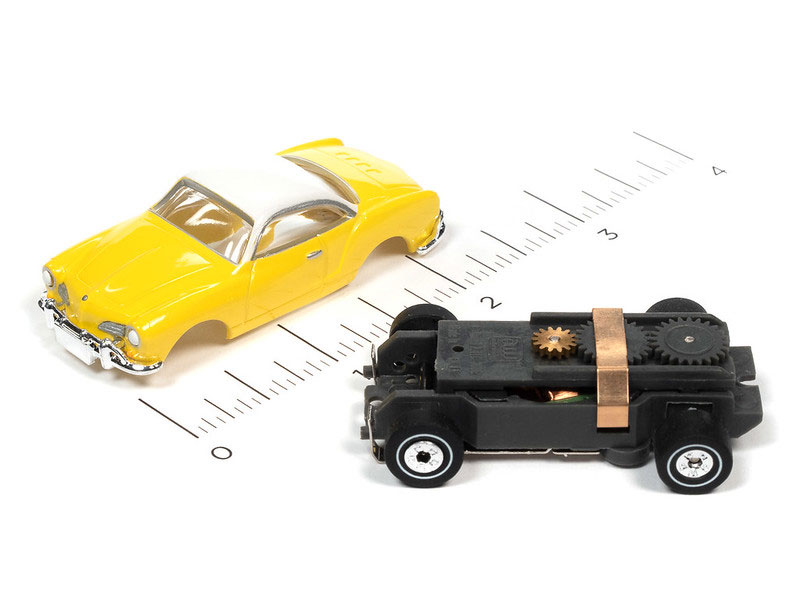 Auto World 1963 Volkswagen Karmann Ghia (Yellow) Thunderjet HO Slot Car