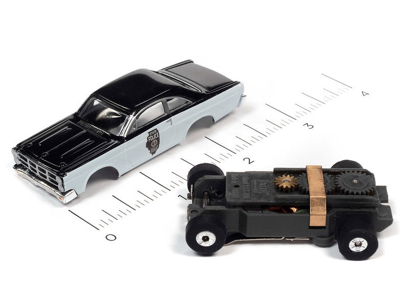 Auto World 1967 Ford Fairlane Illinois State Police Car (White/Black) Thunderjet HO Slot Car