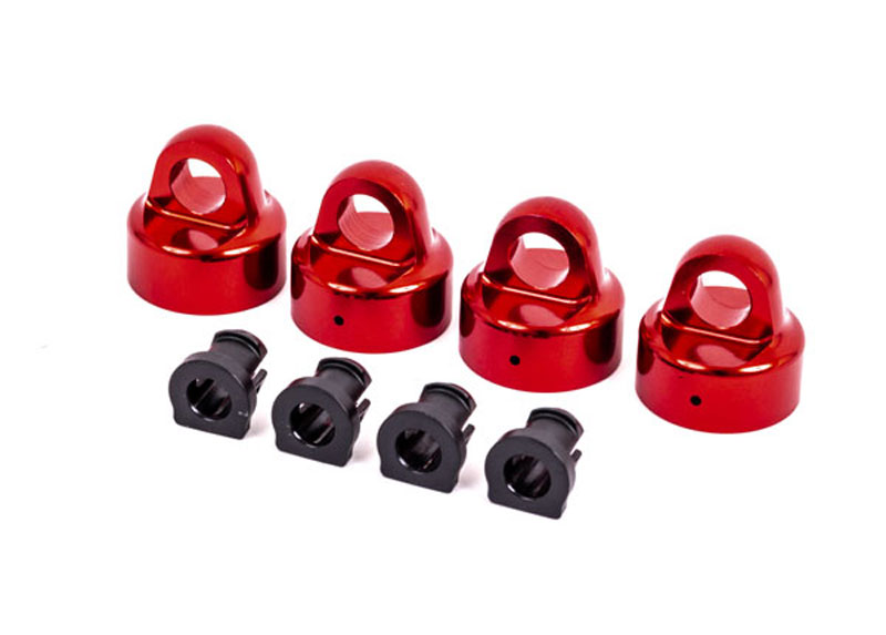Traxxas Shock Caps, Aluminum (Red-Anodized), GTX shocks (4) and Spacers (4): Sledge
