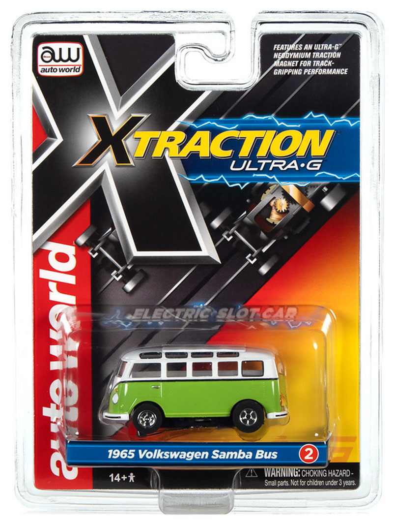 Auto World 1965 Volkswagen Samba Bus (Green) X-Traction R34 HO Slot Car