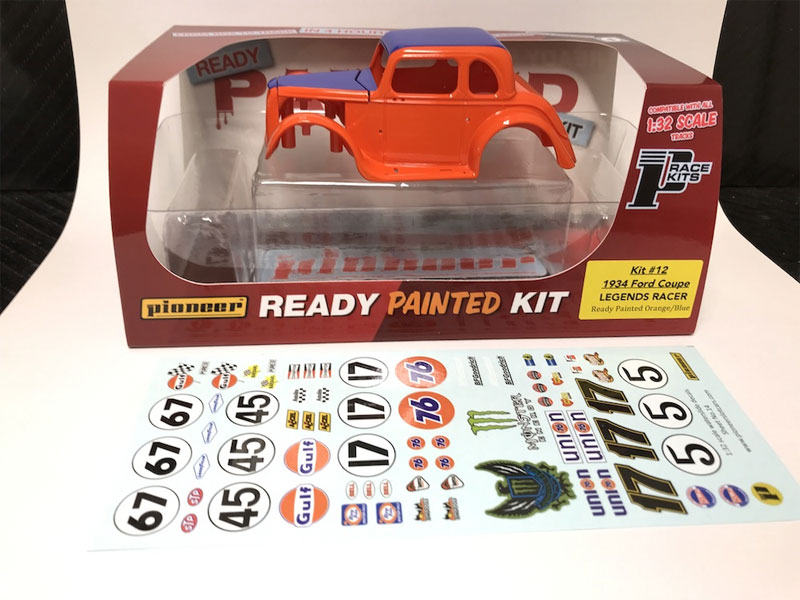 Pioneer 1934 Ford Coupe Legends Racer 'Ready Painted' Orange/Blue Kit 1/32 Slot Car