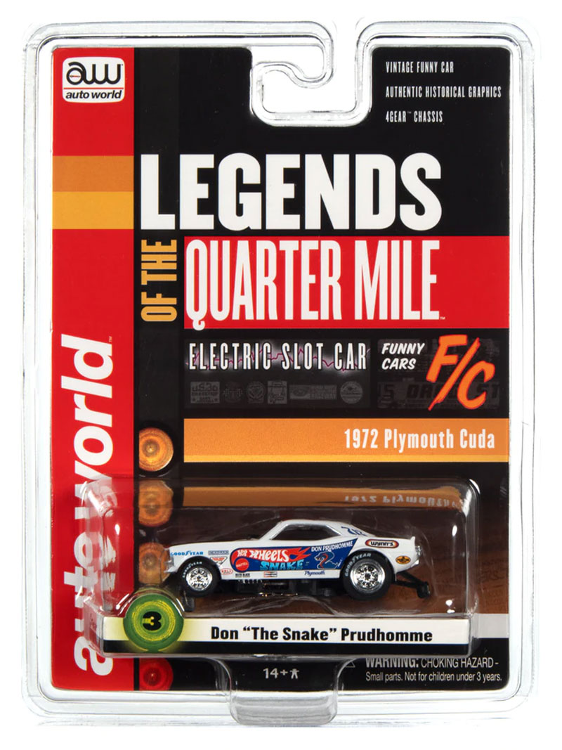 AUTO WORLD ☆73 Plymouth Cuda ☆HOスロットカー Auto World 1972 Plymouth Cuda Funny Car (White w/Flames) Don 