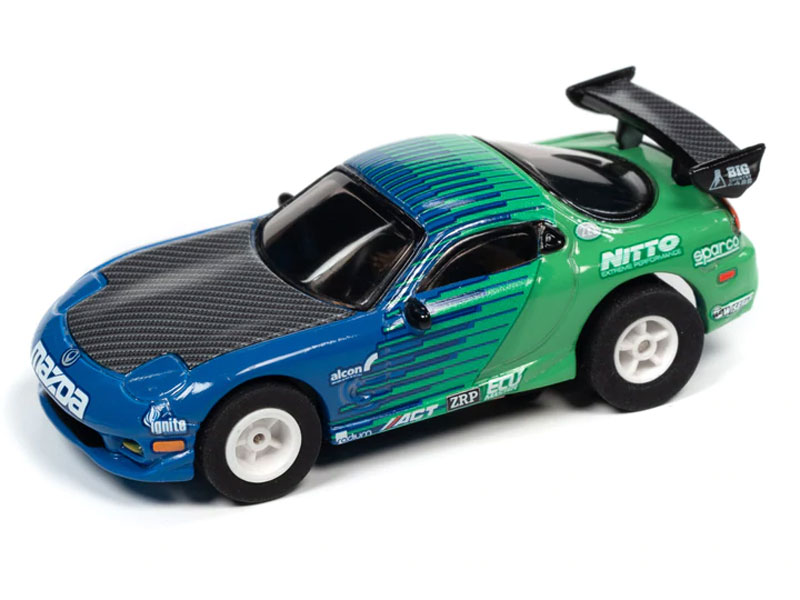 Auto World 1995 Mazda RX-7 (Blue/Green) Import Heat X-Traction HO Slot Car