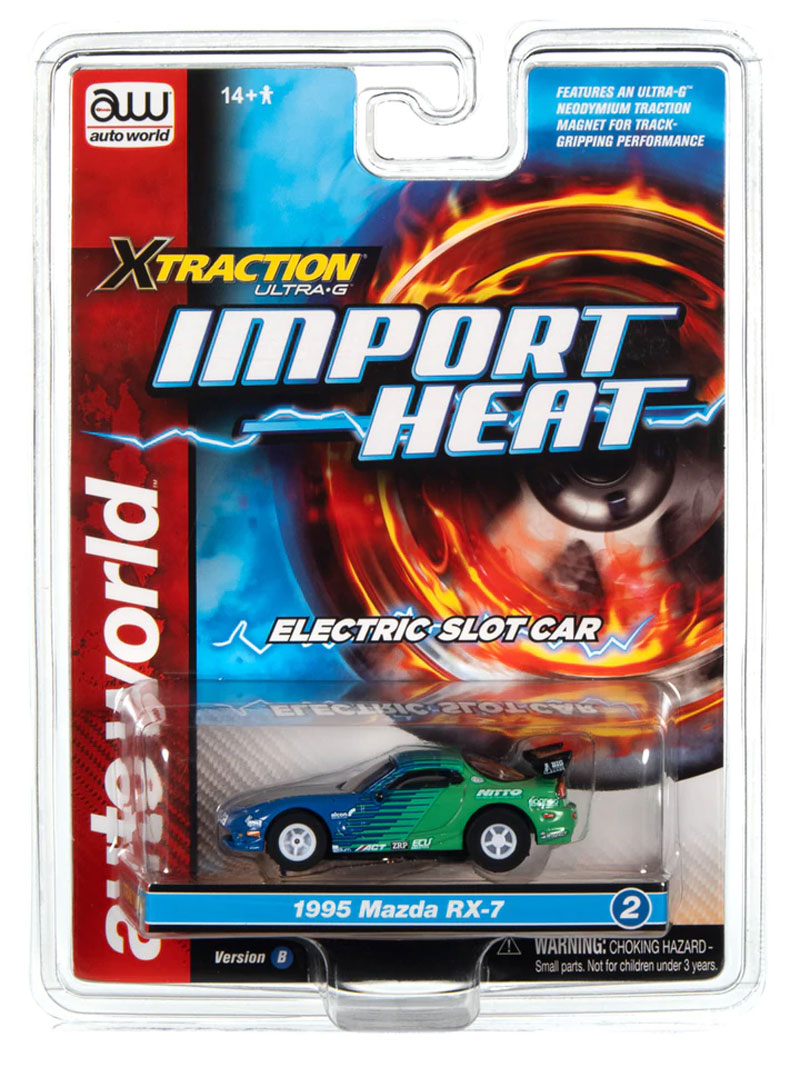 Auto World 1995 Mazda RX-7 (Blue/Green) Import Heat X-Traction HO Slot Car