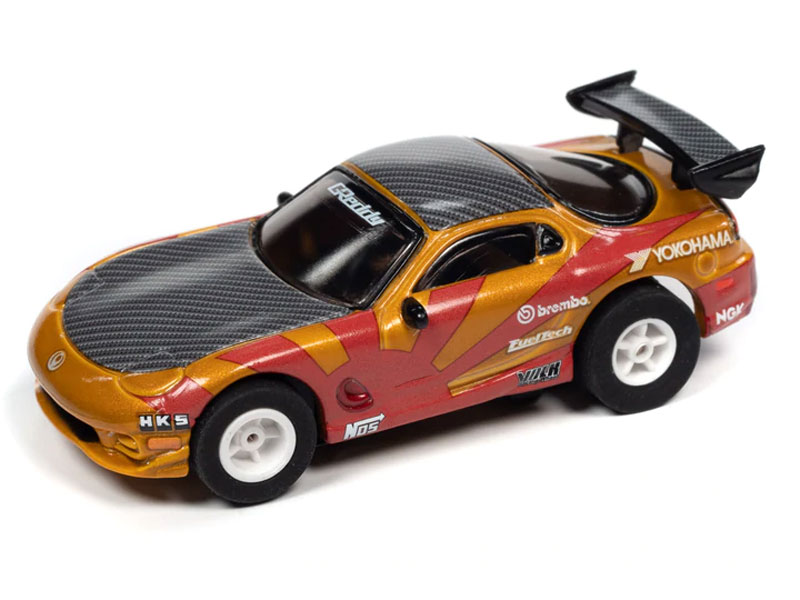 Auto World 1995 Mazda RX-7 (Gold/Red) Import Heat X-Traction HO Slot Car