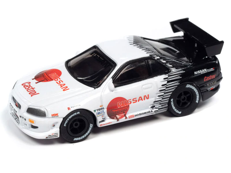 IMPORT HEAT Auto World 1999 Nissan Skyline GTR (White/Black) Import Heat X-Traction HO Slot Car