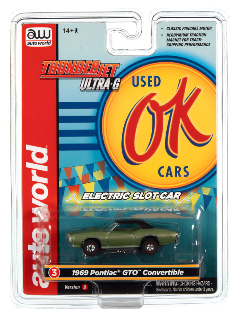 Auto World 1969 Pontiac GTO Convertible (Green) Thunderjet HO Slot Car