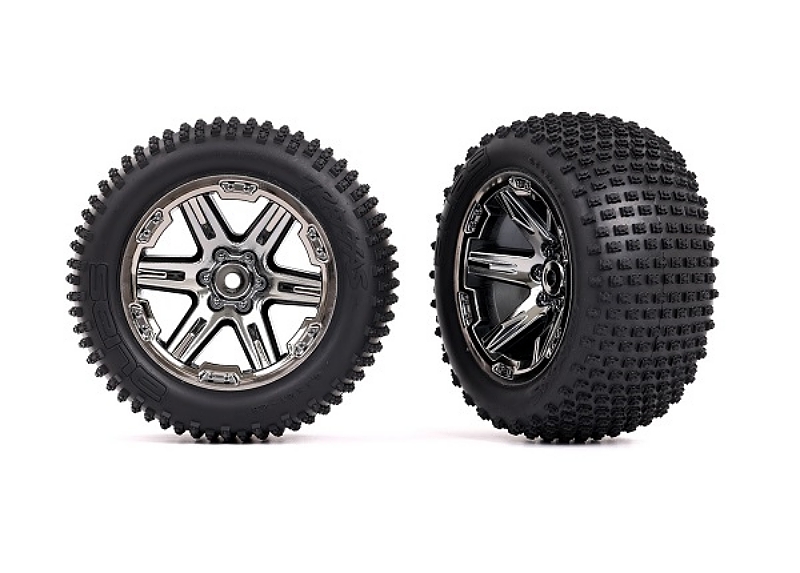 Traxxas 2.8” TSM-Rated Alias Tires & Wheels, Assembled (RXT Black Chrome, 2WD Electric Rear) (2)