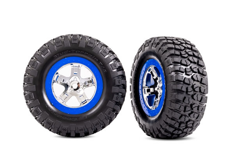 Traxxas Replica BF Goodrich Mud-Terrain T/A KM2 Tires (SCT Chrome, Blue Beadlock) (4WD F/R, 2WD Rear only) (2)