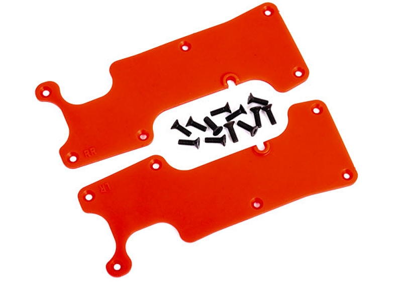 Add a high-tech look to your suspension arms and keep them clean of debris with these colorful rear suspension arm covers. Includes mounting screws.