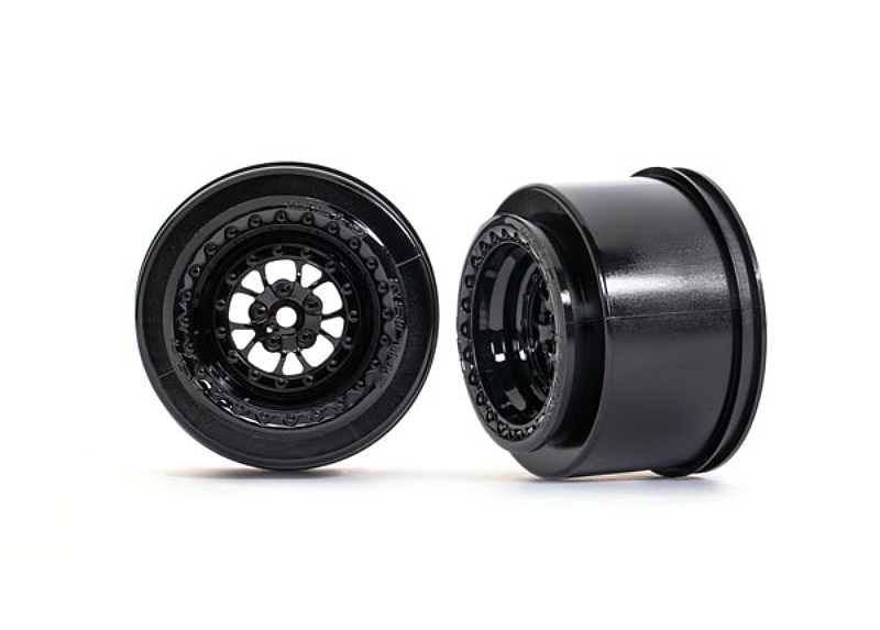 These are the Traxxas Drag Slash Rear Wheels, Weld Gloss Black (2)