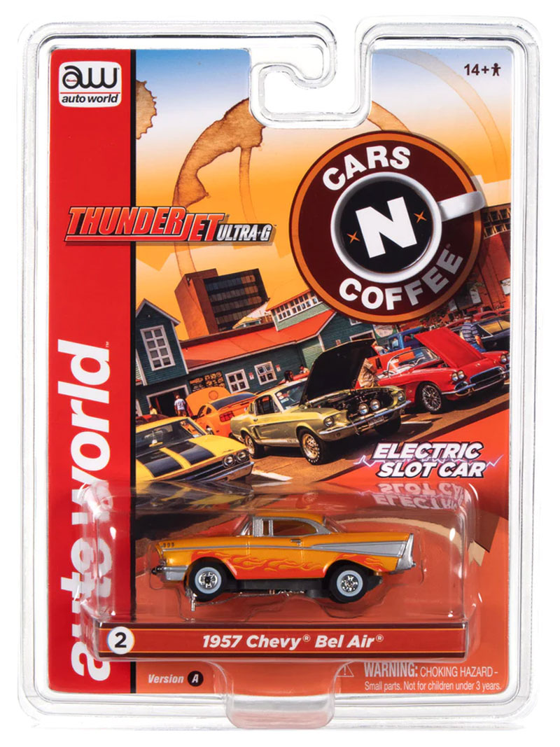 Auto World 1957 Chevrolet Bel Air (Orange) Cars N Coffee Thunderjet HO Slot Car