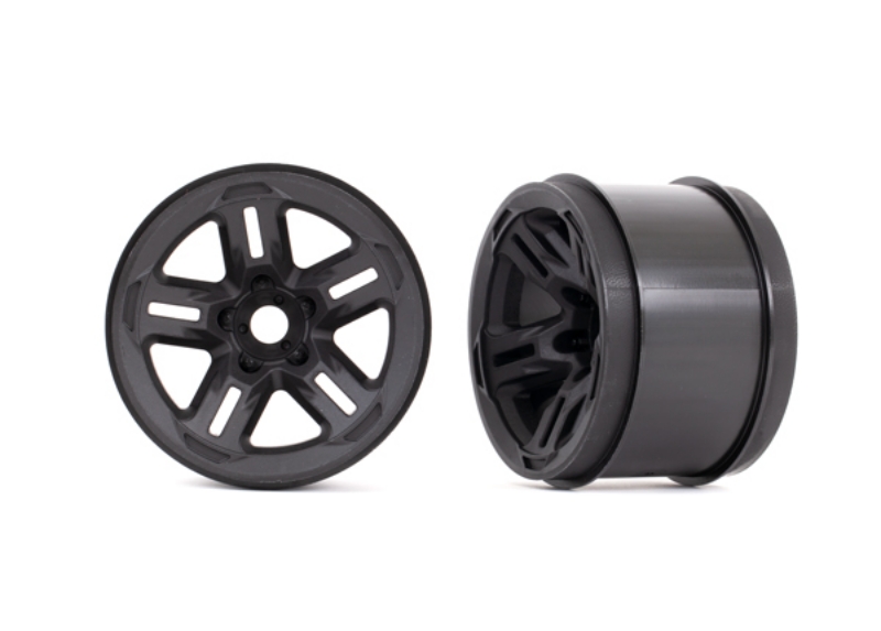 These are the Traxxas 3.8" Sledge Wheels (Black) (2) (17mm Splined)