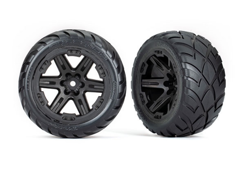 These are the Traxxas 2.8" Anaconda Wheels, Assembled, RXT Black (4WD F/R, 2WD F) (2)