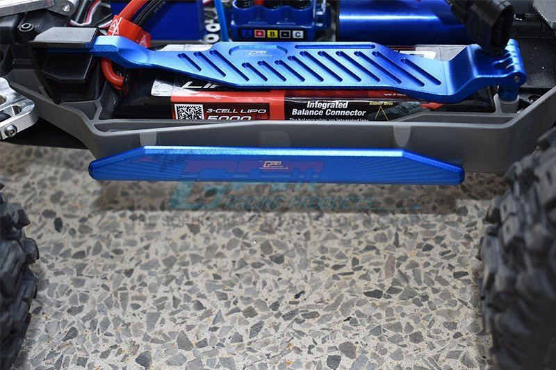 GPM Aluminum Chassis Nerf Bars (Longer Version) (Blue) - Installed