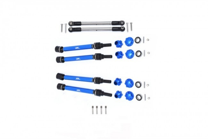 GPM Aluminum CVD Driveshafts and Front Steering Tie Rod for Maxx w/ WideMAXX (Blue)