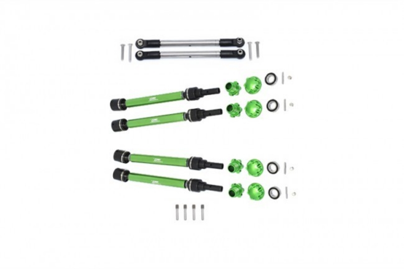 GPM Aluminum CVD Driveshafts and Front Steering Tie Rod for Maxx w/ WideMAXX (Green)