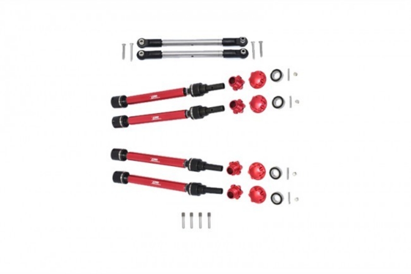 GPM Aluminum CVD Driveshafts and Front Steering Tie Rod for Maxx w/ WideMAXX (Red)