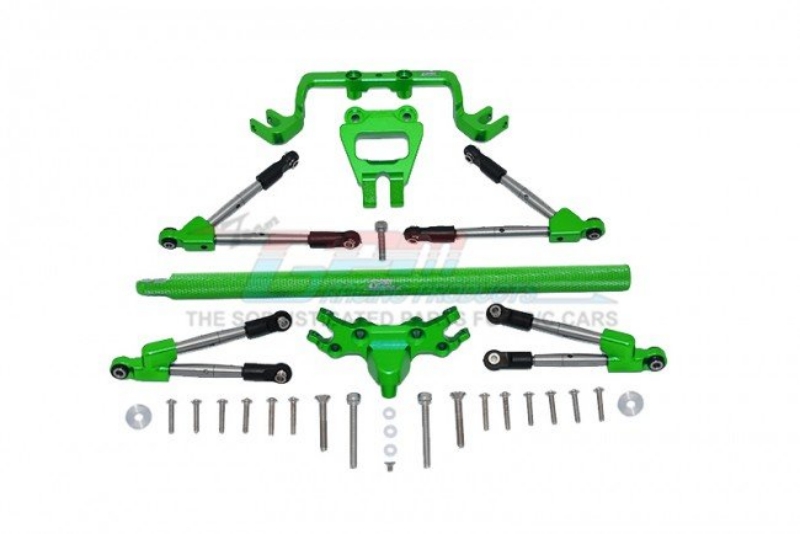 GPM Aluminum Hoss 4x4 Front and Rear Tie Rods w/ Stabilizer and Center Brace (Green)