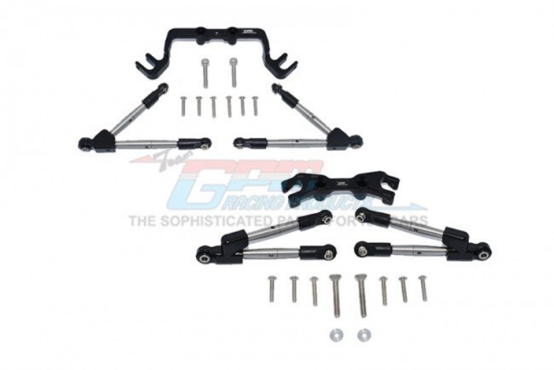 GPM Aluminum Hoss 4x4 Front and Rear Tie Rods w/ Stabilizer (Black)