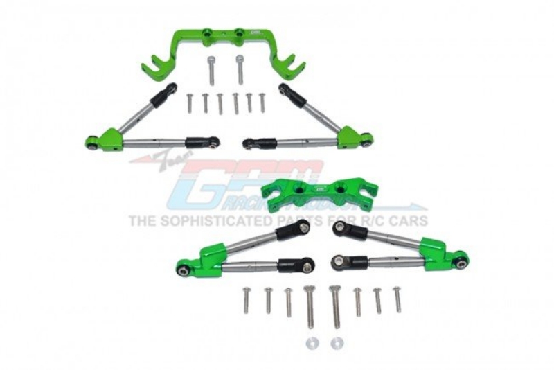 GPM Aluminum Hoss 4x4 Front and Rear Tie Rods w/ Stabilizer (Green)