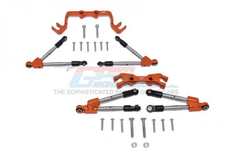 GPM Aluminum Hoss 4x4 Front and Rear Tie Rods w/ Stabilizer (Orange)